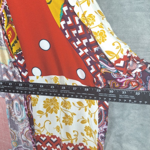 Womens Kimono 1X Boho Patchwork Hippie Open Duster Floral Paisley Festival Beach - Picture 3 of 7